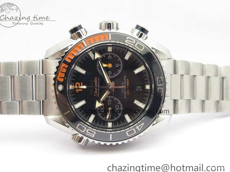 0120 FastDry Planet Ocean Master Chrono SS OM 1:1 Best Edition Black Dial On SS Bracelet A9900 V 8112